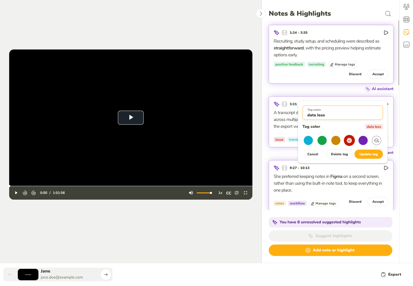 Tag creation editor