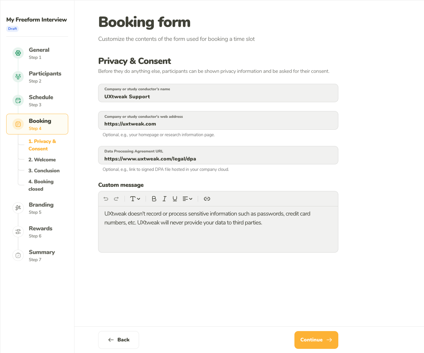 Privacy consent
