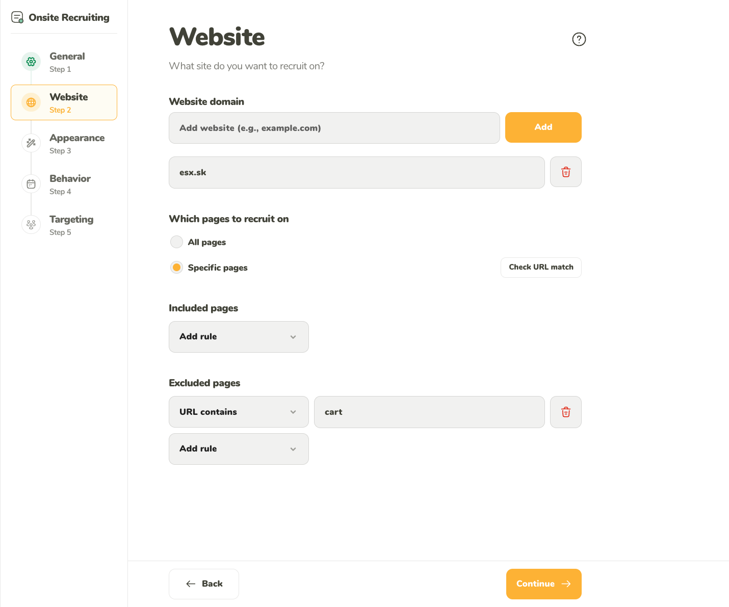Website settings