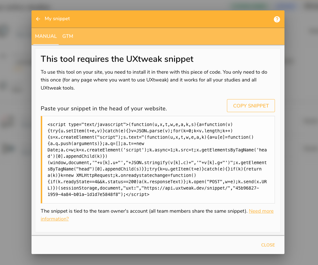 Snippet installation