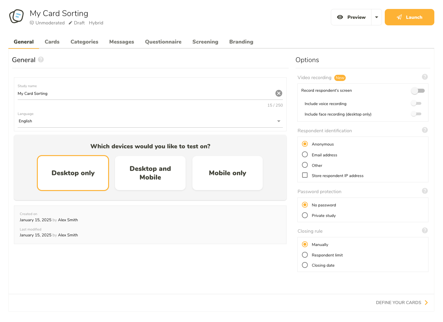 General settings