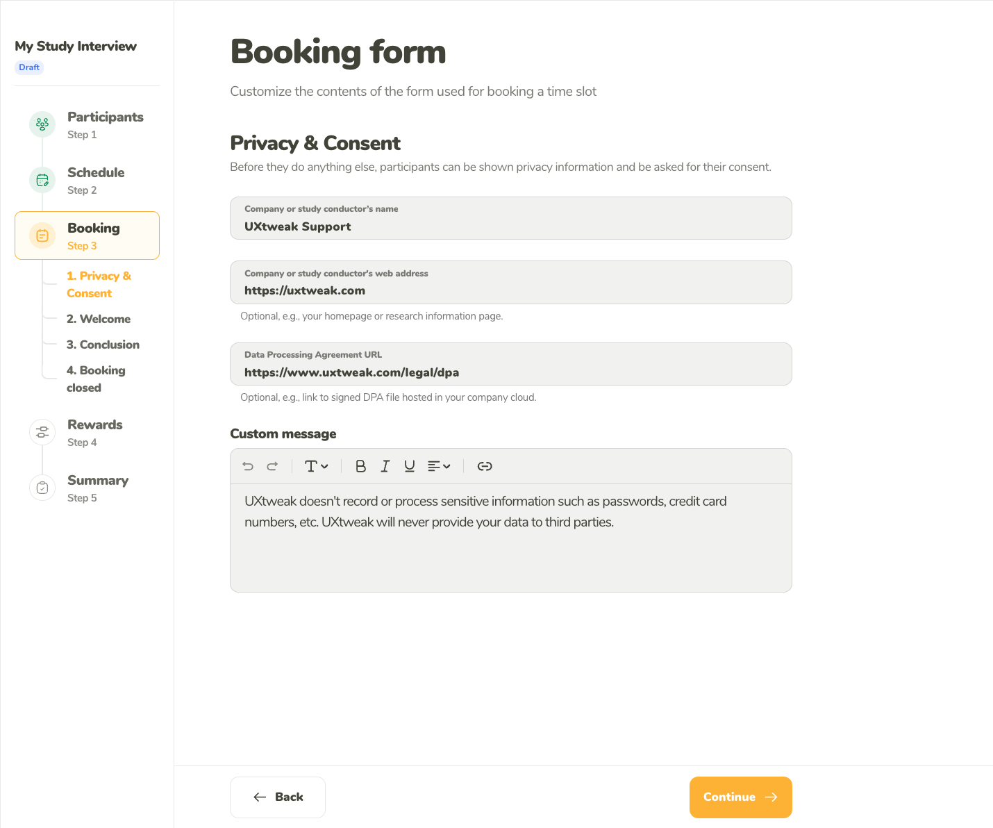 Privacy consent