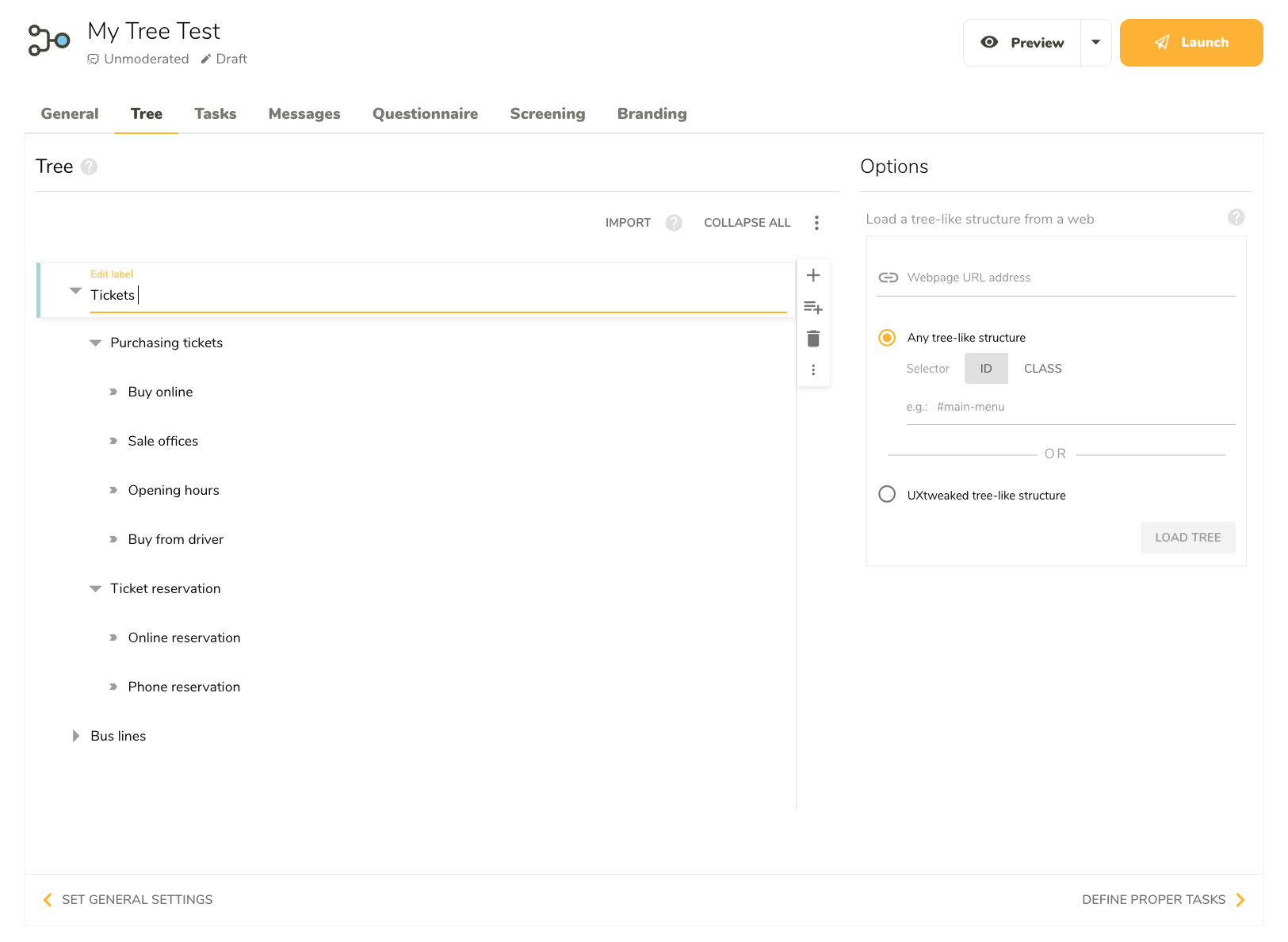 Tree editor