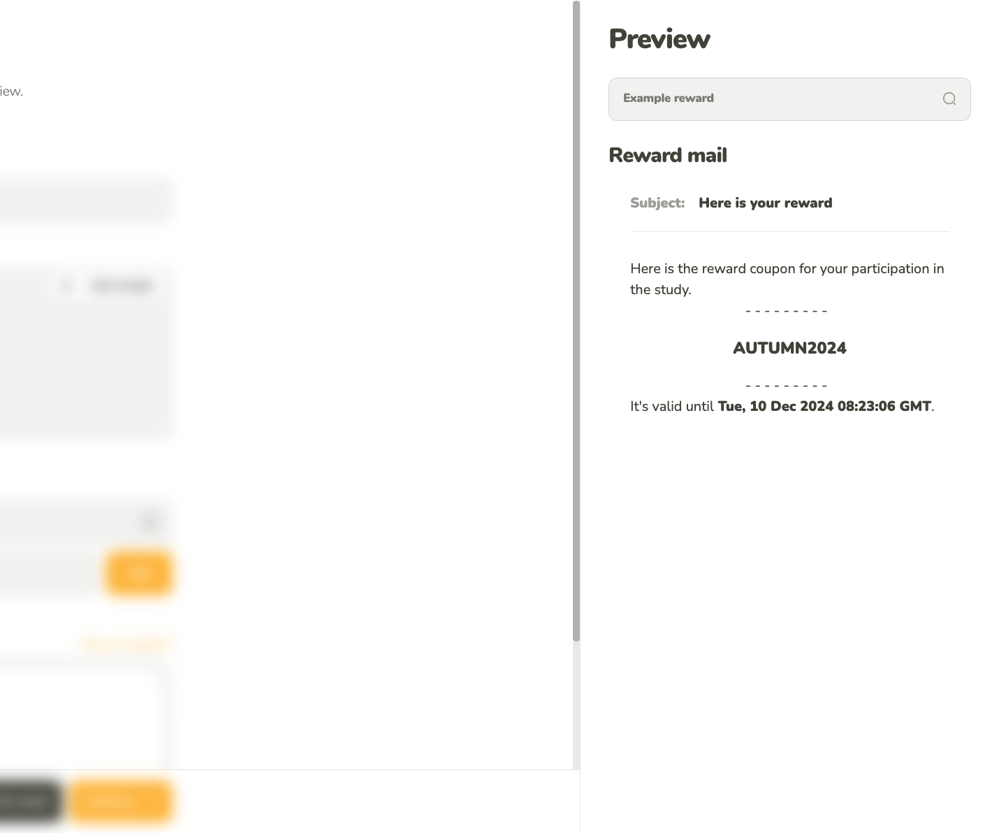 Reward email preview
