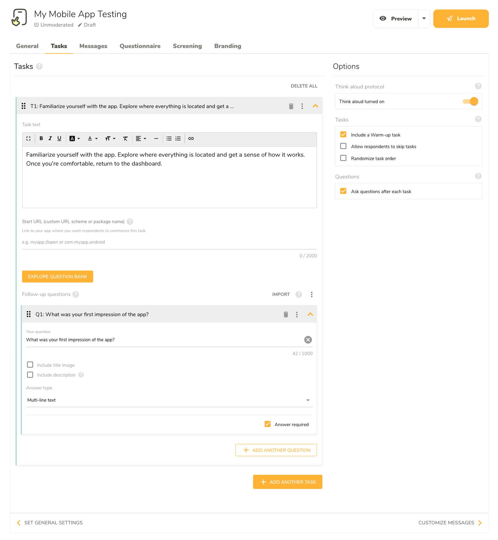 Accompany your tasks with a survey