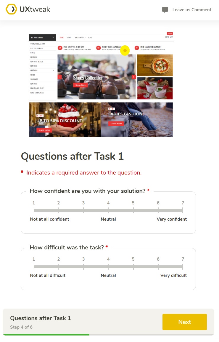 First click test from the respondents' view