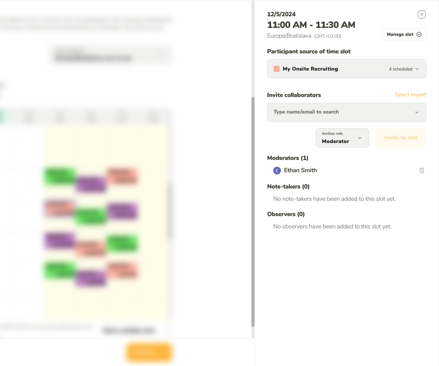 Time slot details