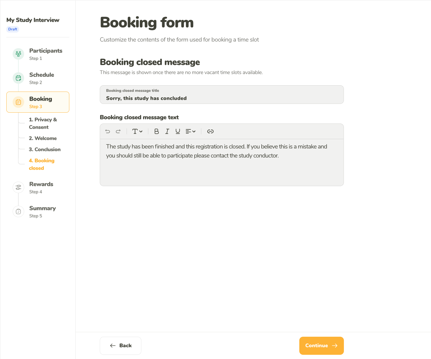 Booking closed