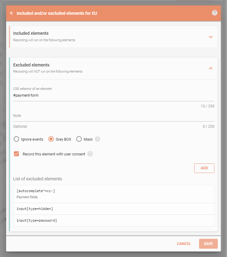 Advanced privacy options