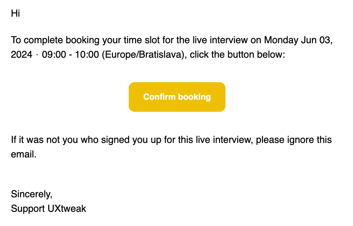 Confirmation email