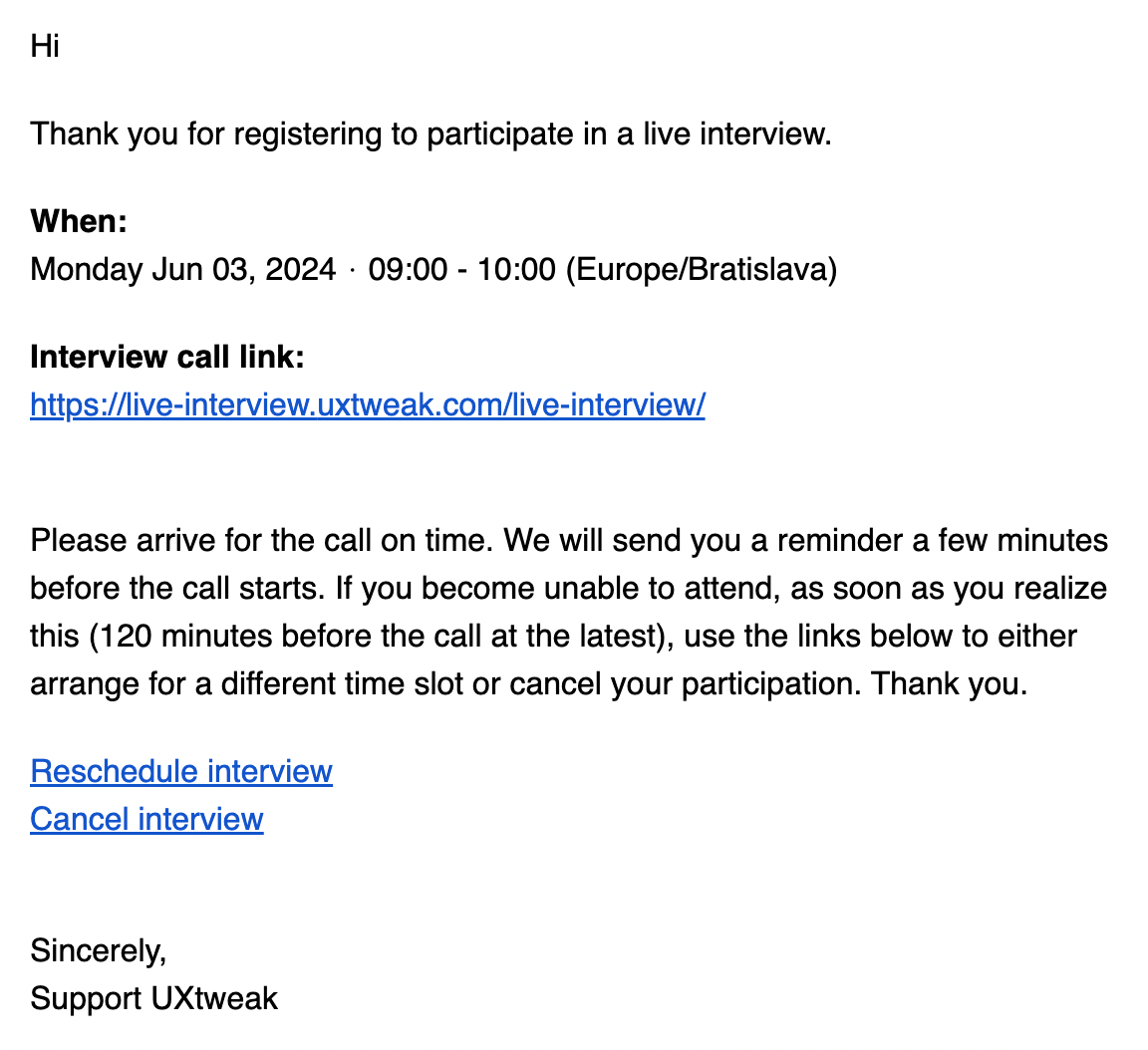 Email with links