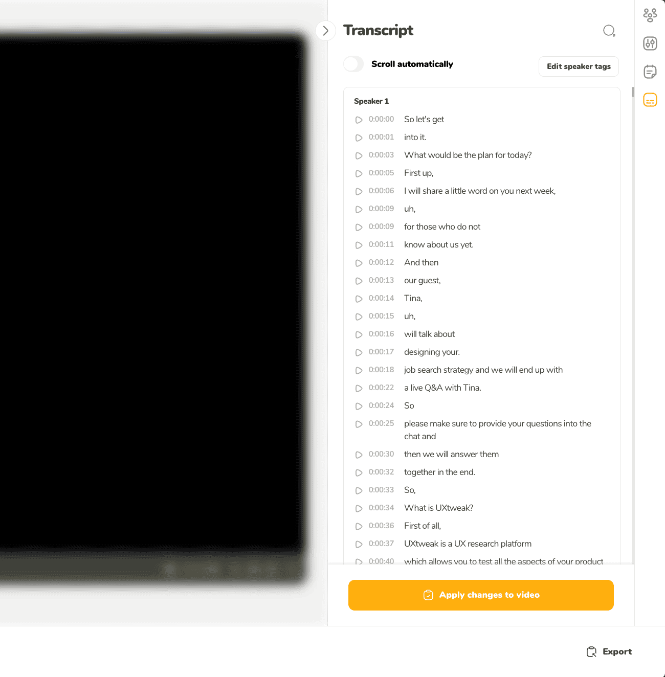 Transcript editor