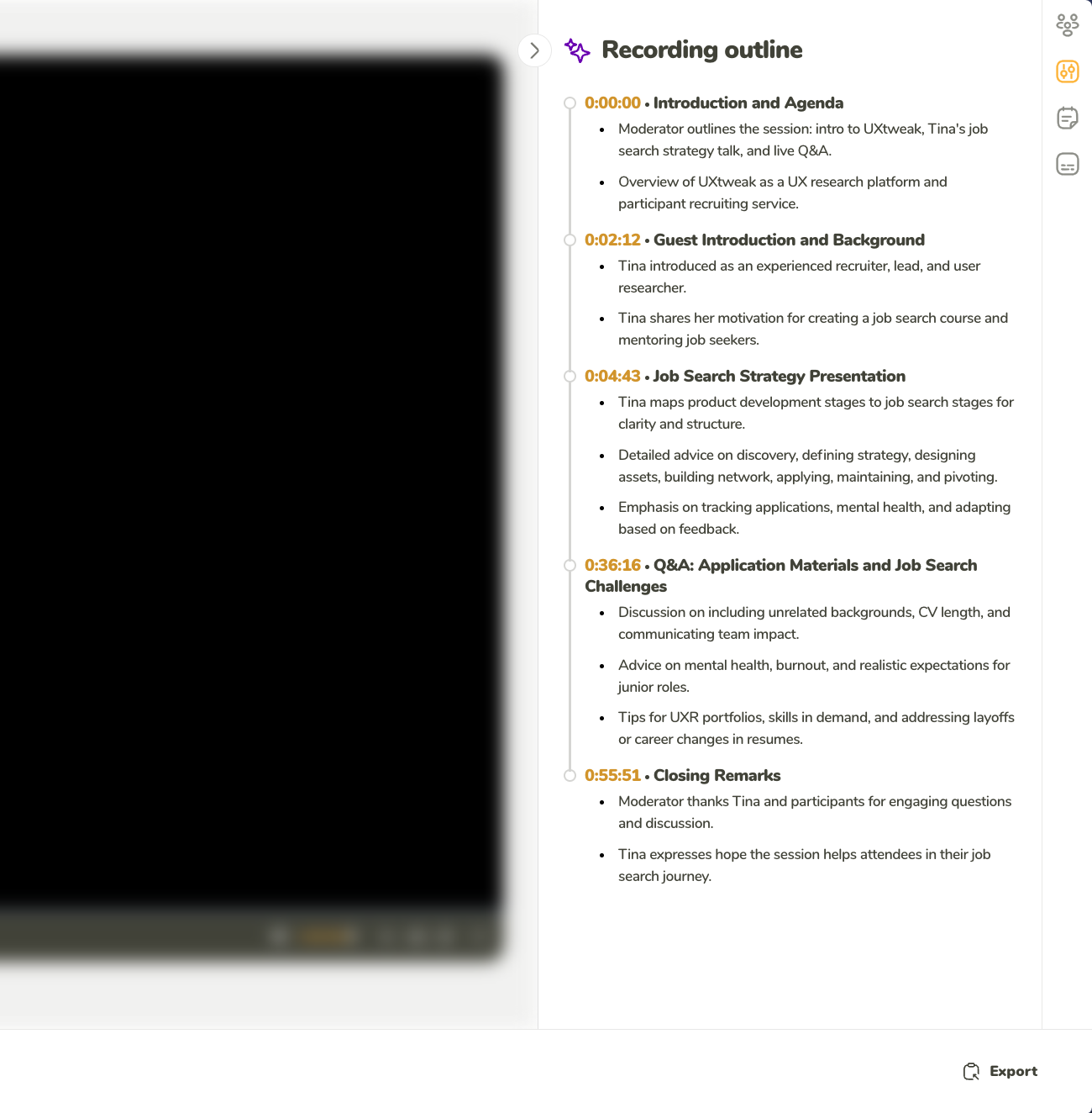 Recording outline