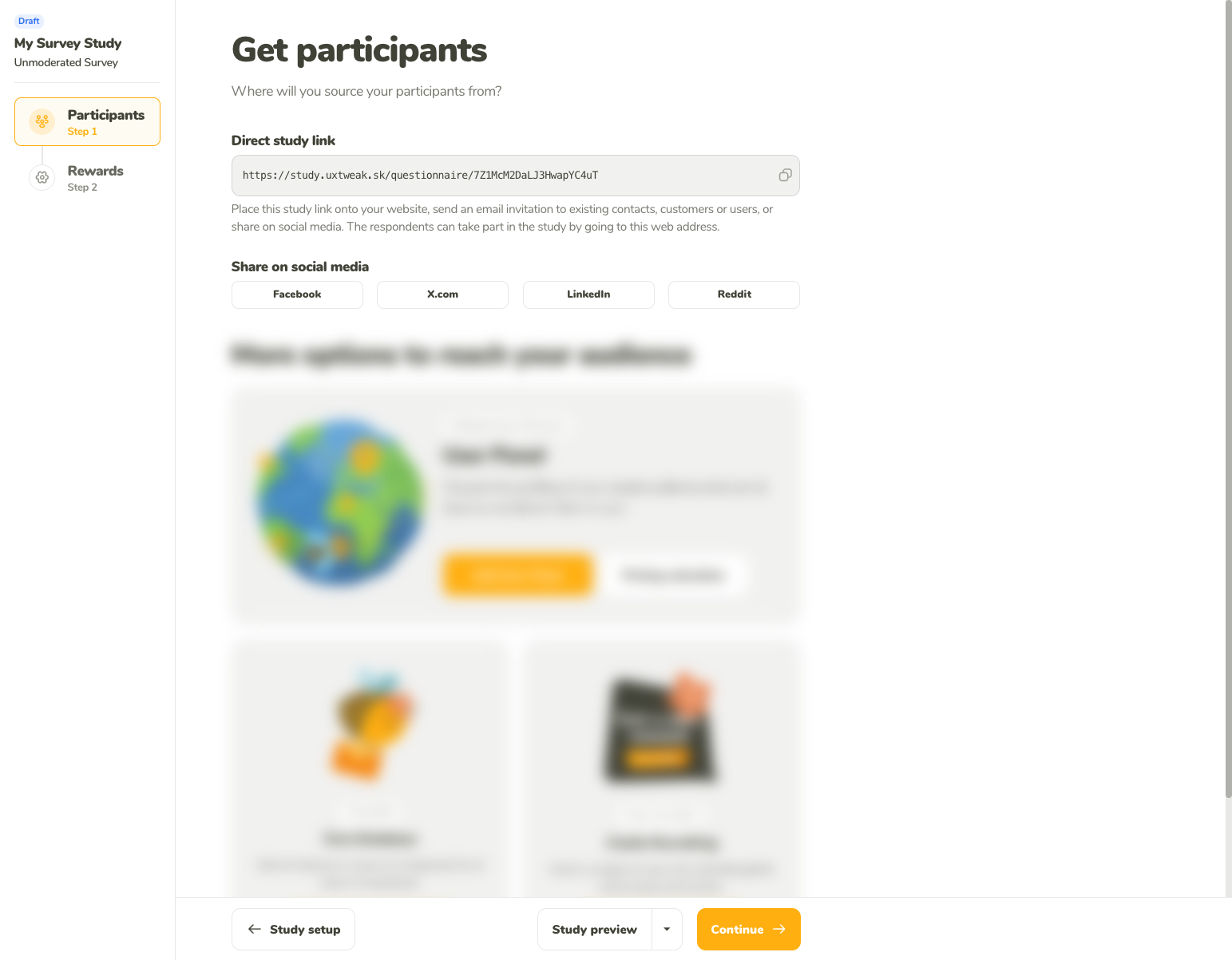 Share study to respondents