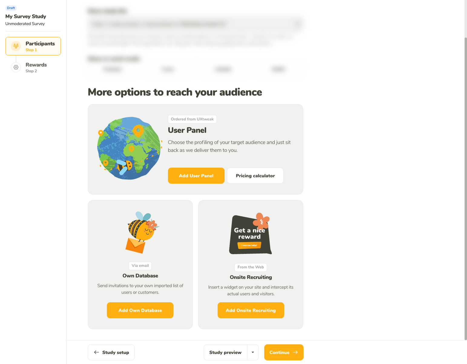 User Panel, Own Database, and Onsite Recruiting