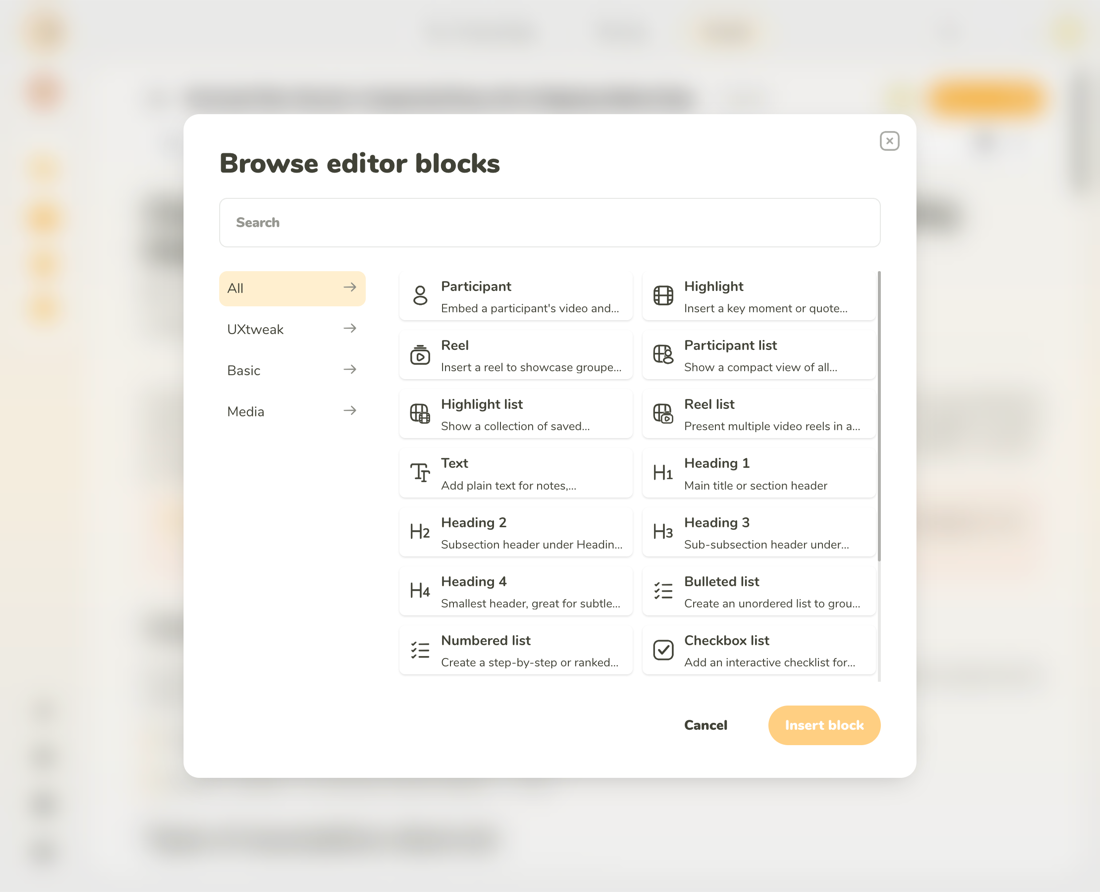 All blocks modal