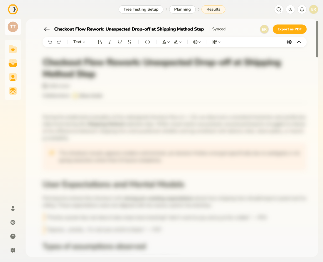 Insight editor header