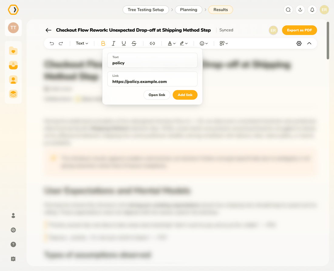 Editing links