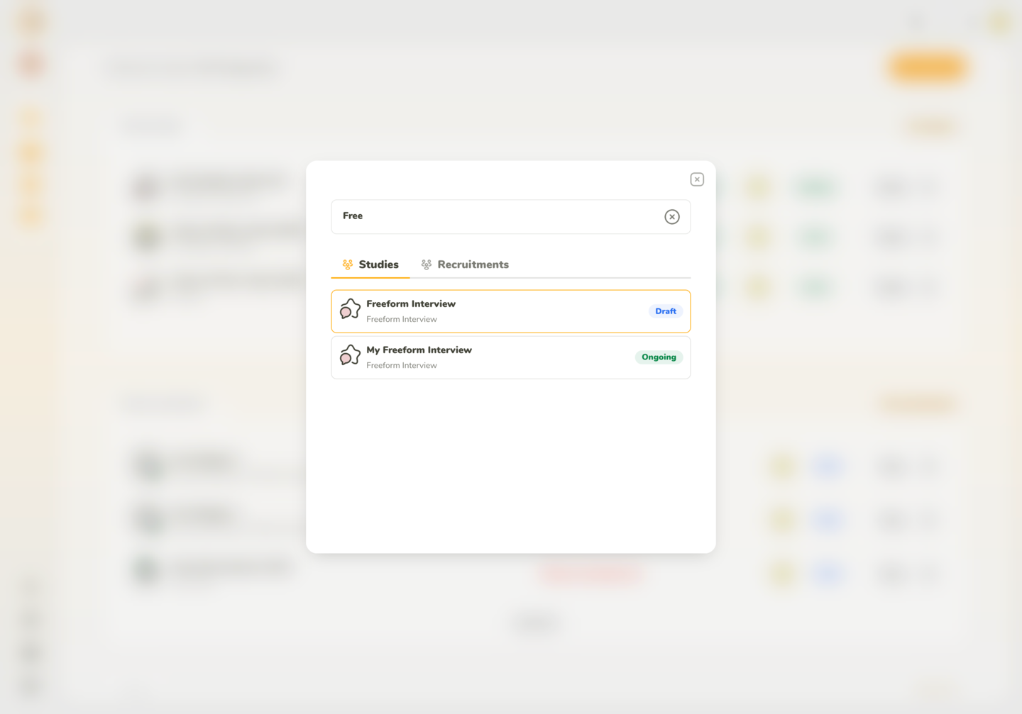 Search modal