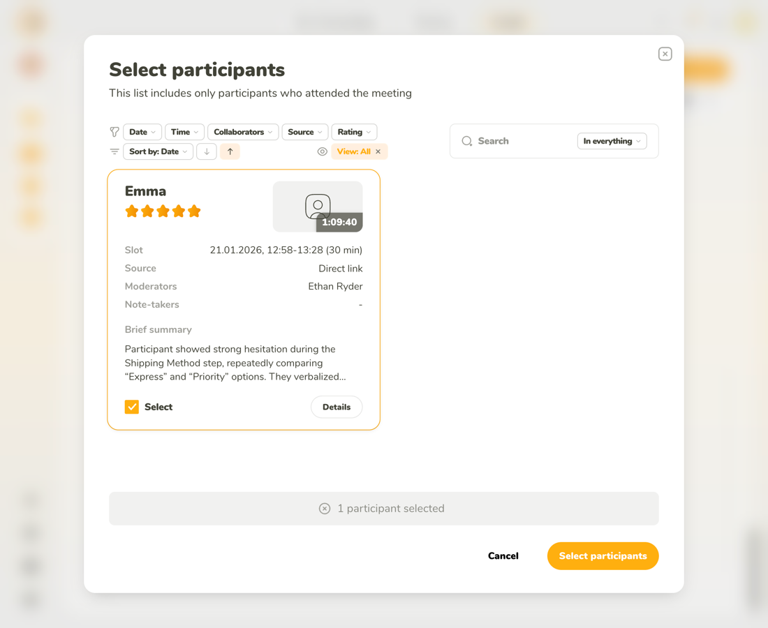 Selecting participants