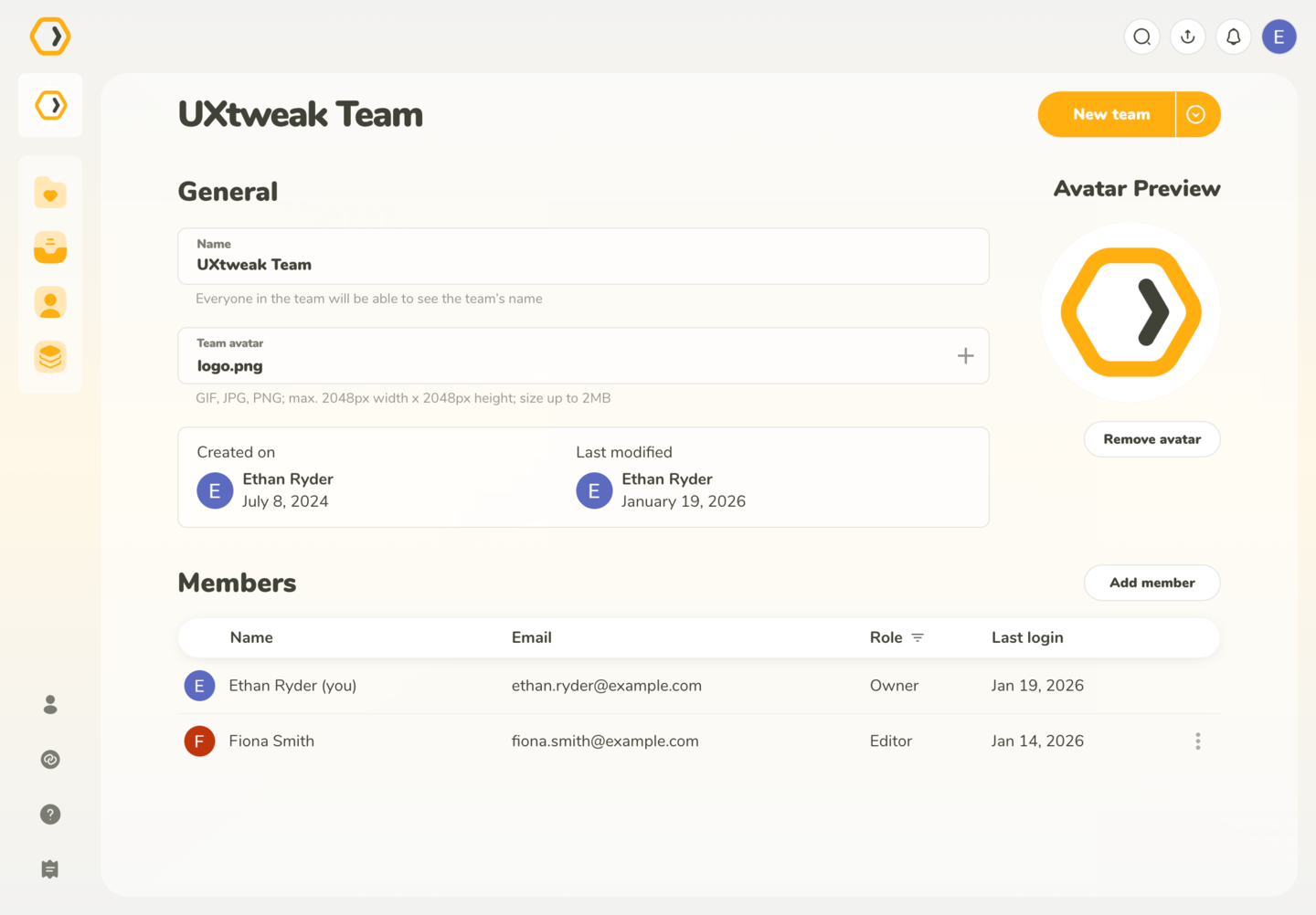 General team settings