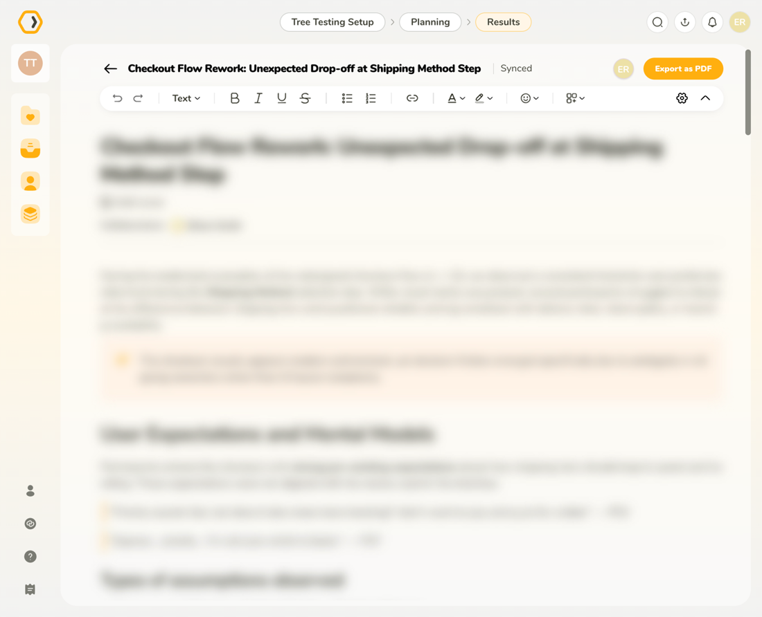 Insight editor toolbar